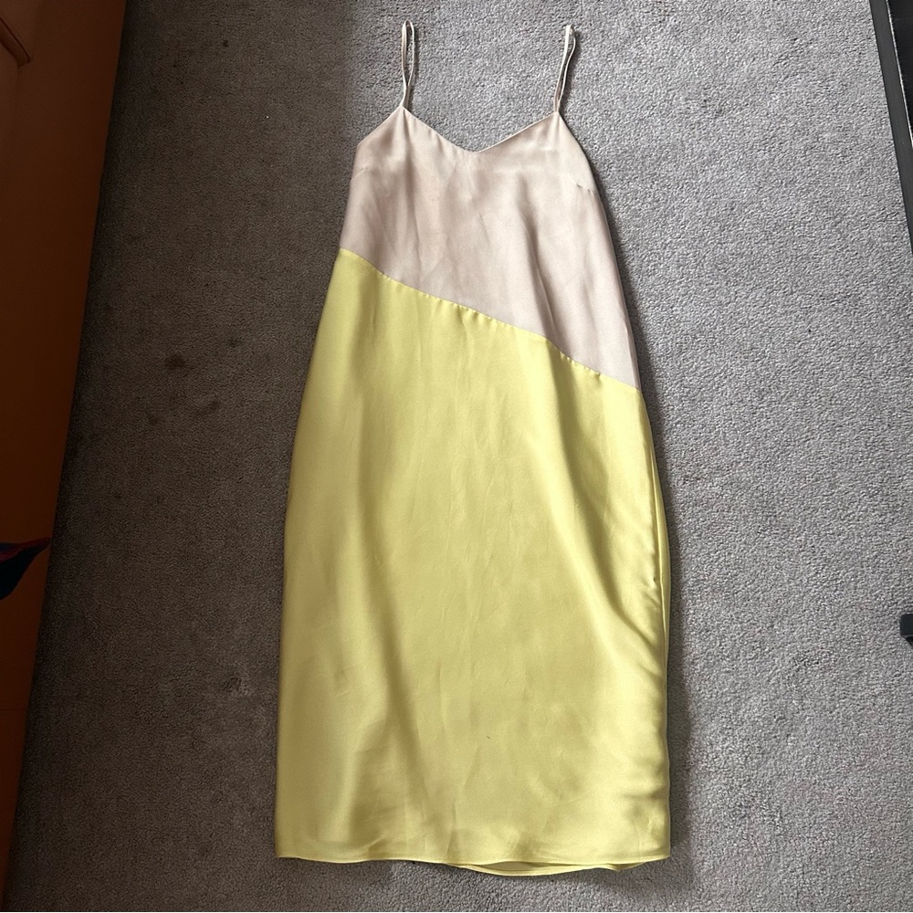 Express Cream and Yellow Slip Dress